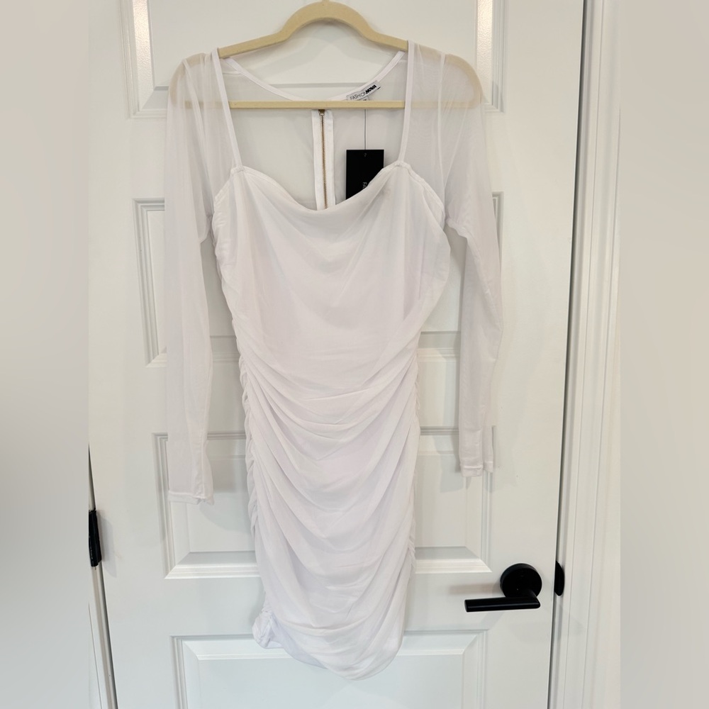 Fashion Nova Sheer White Mini Dress